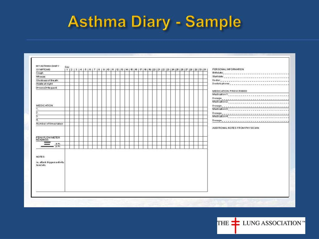 Asthma Diary - Asthma Lung Disease