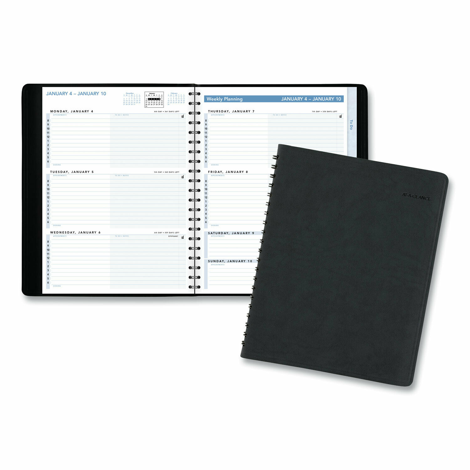At-A-Glance The Action Planner Weekly Appointment Book, 11 X 8, Black, 2021