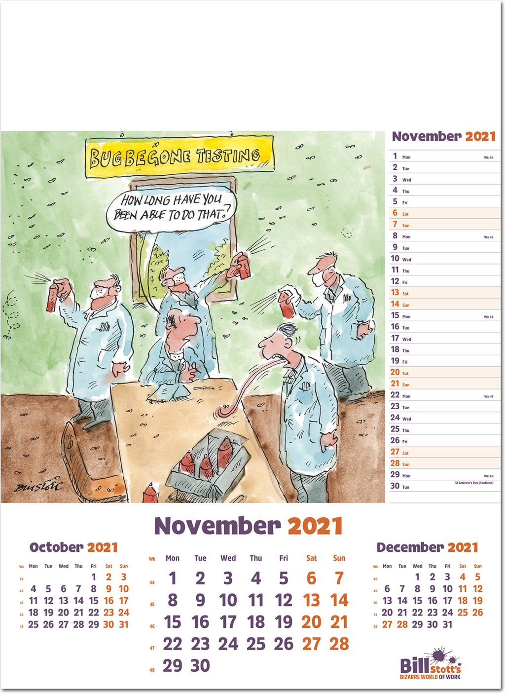 Bill Stott&#039;S Bizarre World Of Work Wall Calendar 2021 - Rose