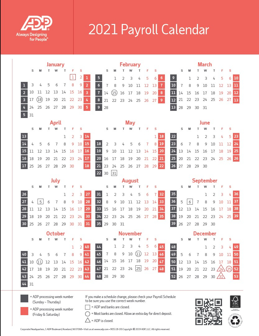 Biweekly Payroll Calendar 2021 | Payroll Calendar