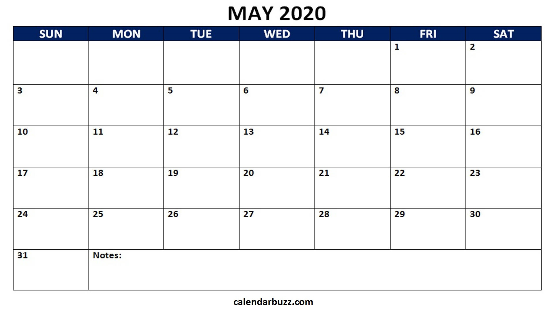 Blank 2020 Calendar Printable Monthly Word Templates