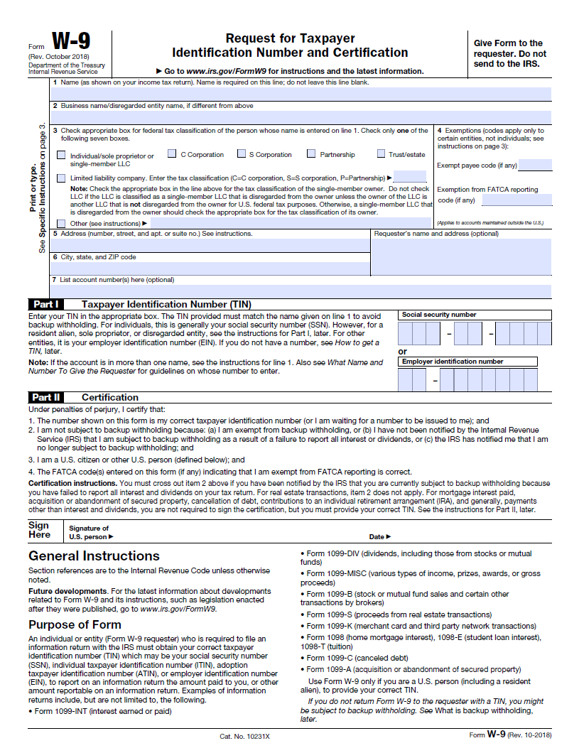 Blank Printable W9 Form For 2021 | W-9 Form Printable
