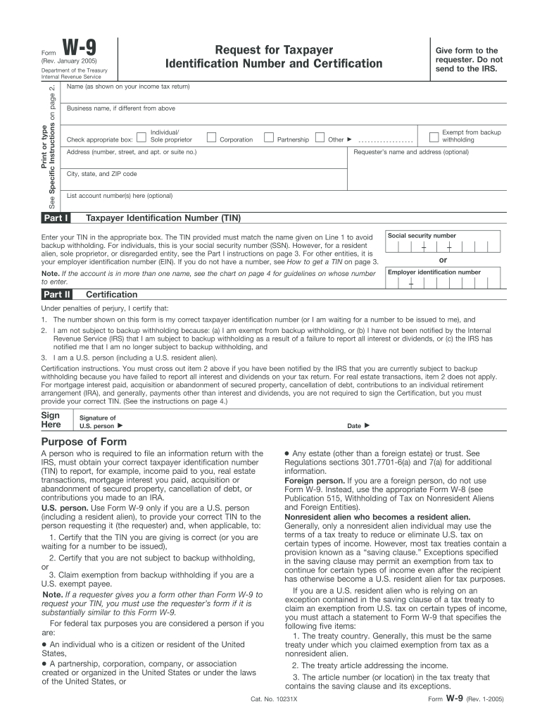 Blank W 9 Form Printable Fillable