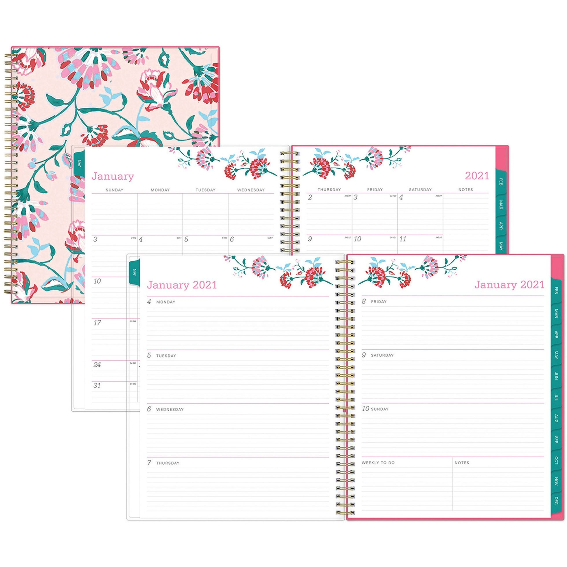 Blue Sky Bca Alexandra Large Weekly/Monthly Planner - Julian Dates -  Weekly, Monthly - 1 Year - January 2021 Till December 2021 - 1 Week Double  Page