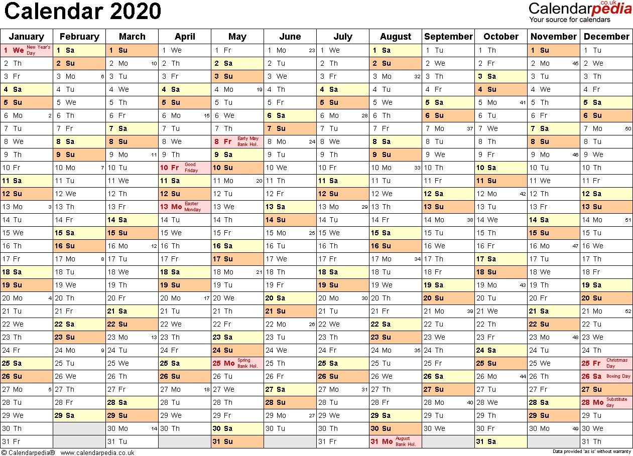 Calendar 2020 Uk 16 Free Printable Pdf Templates | Calendar