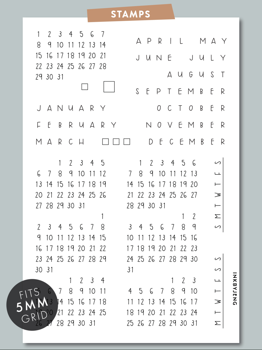 Calendar Handwritten - 4X6 | Clear Stamps, Daily Calendar