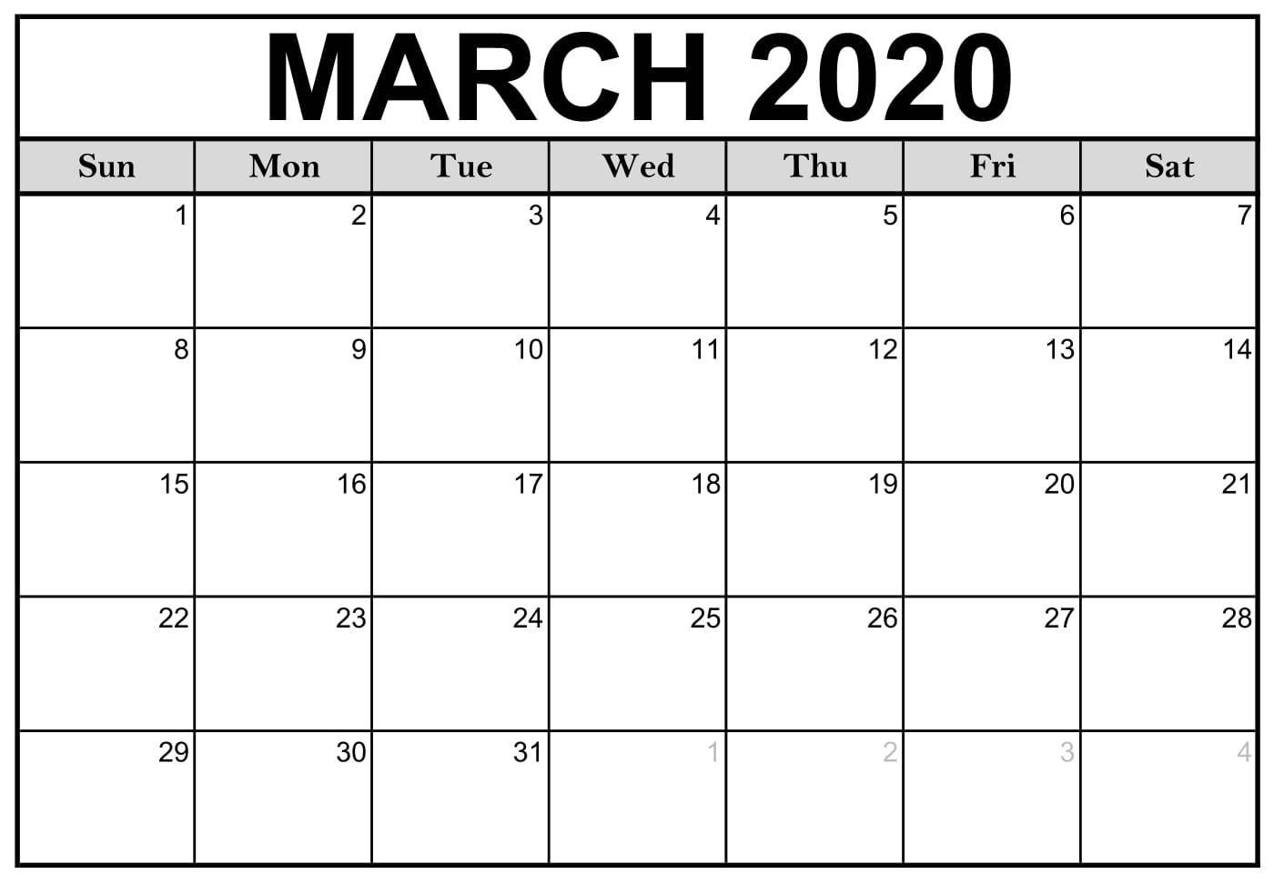 Calendar March 2020 Free Printable | Calendar Printables