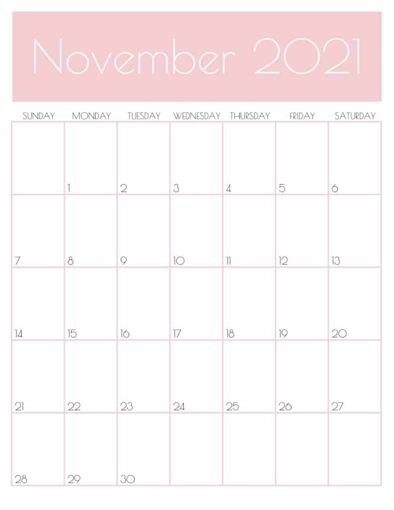 Cute (&amp; Free!) Printable November 2021 Calendar | Saturdaygift