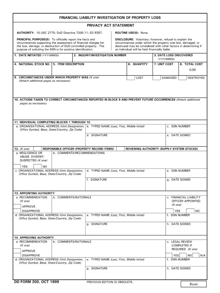 Dd Form 200 - Fill Out And Sign Printable Pdf Template | Signnow