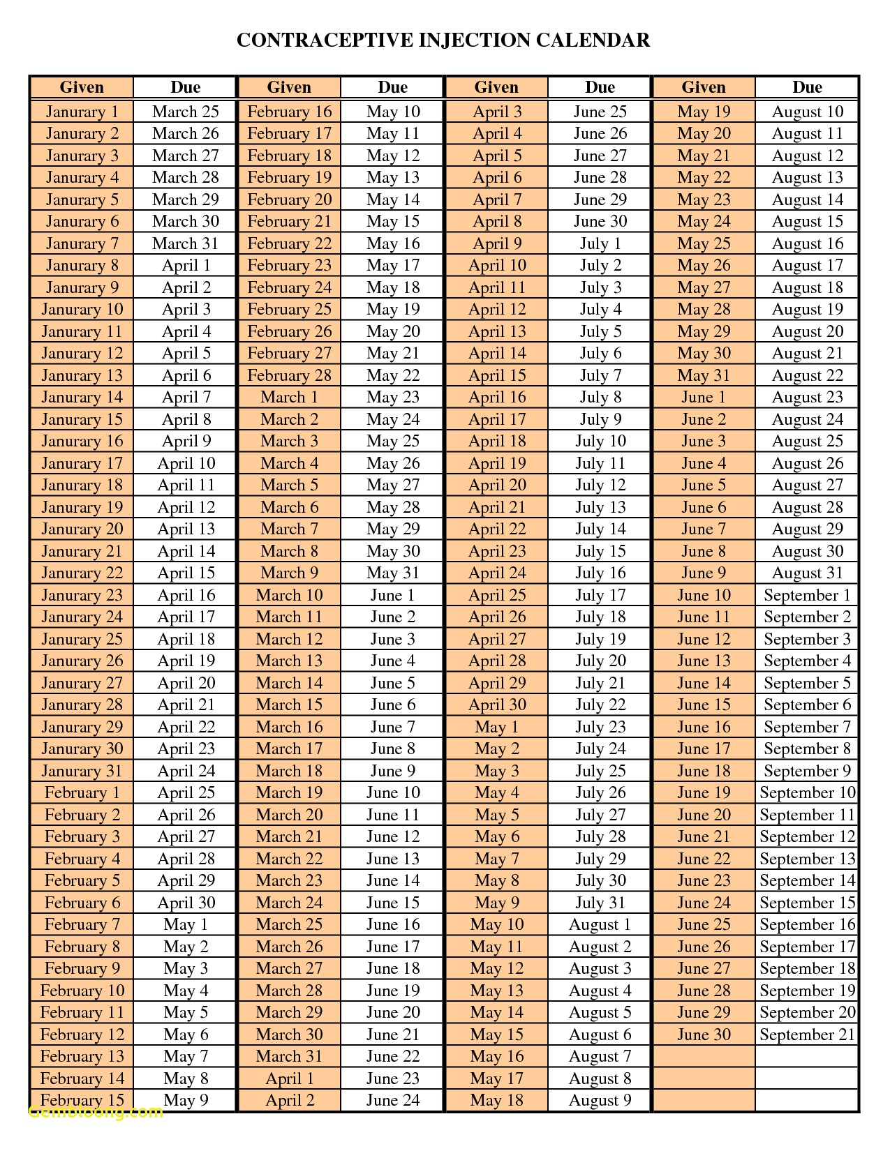 Depo Provera Calendar 2020 | Calendar For Planning