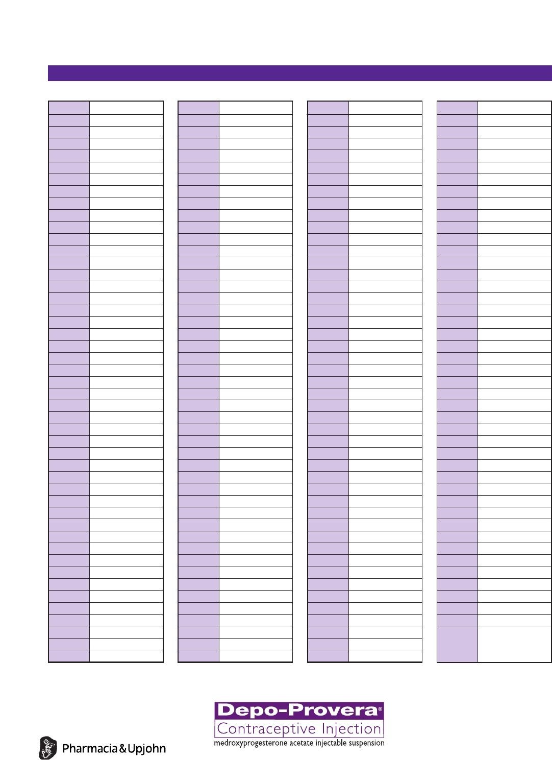 Depo-Provera Injection Date Chart 2021 Di 2021