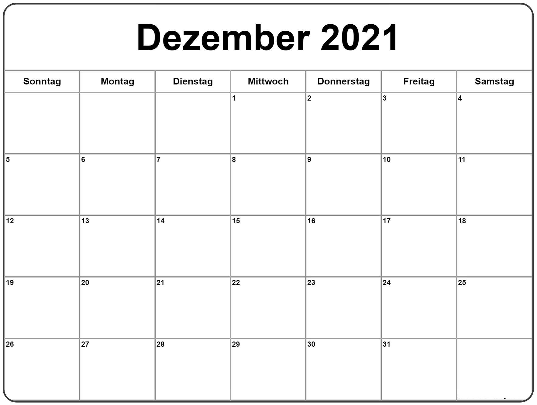 Dicember 2021 Calendar | Example Calendar Printable