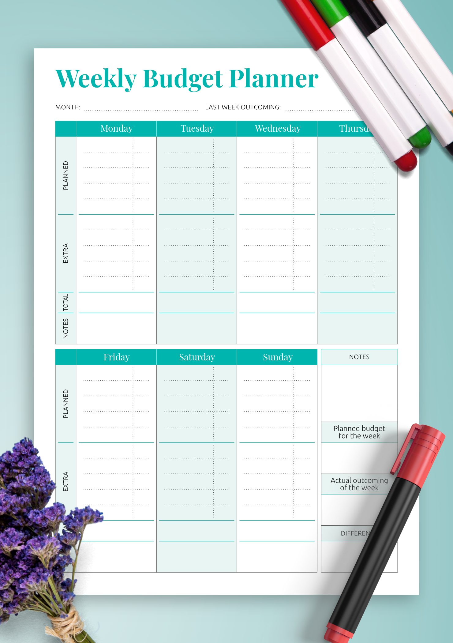 Download Printable Simple Weekly Budget Template Pdf