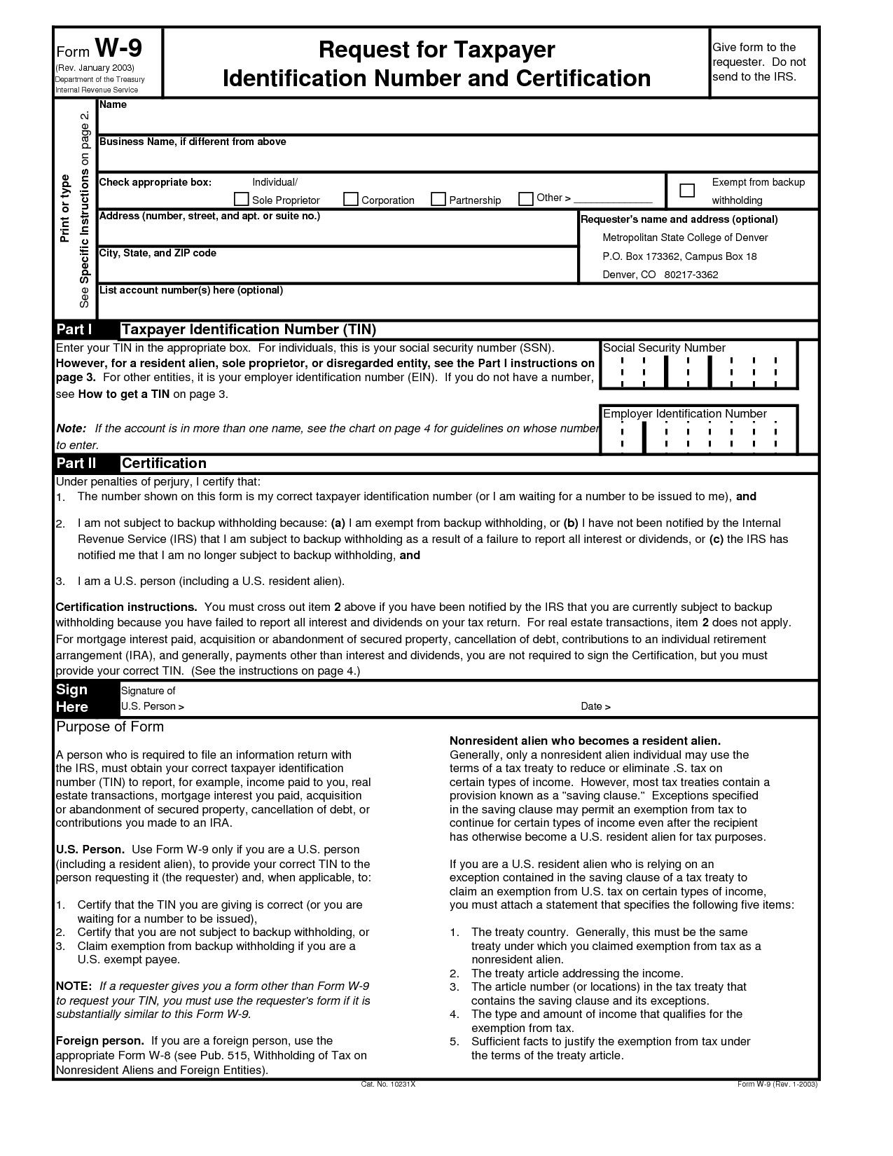 Downloadable Form W 9 Printable W9 Printable Pages