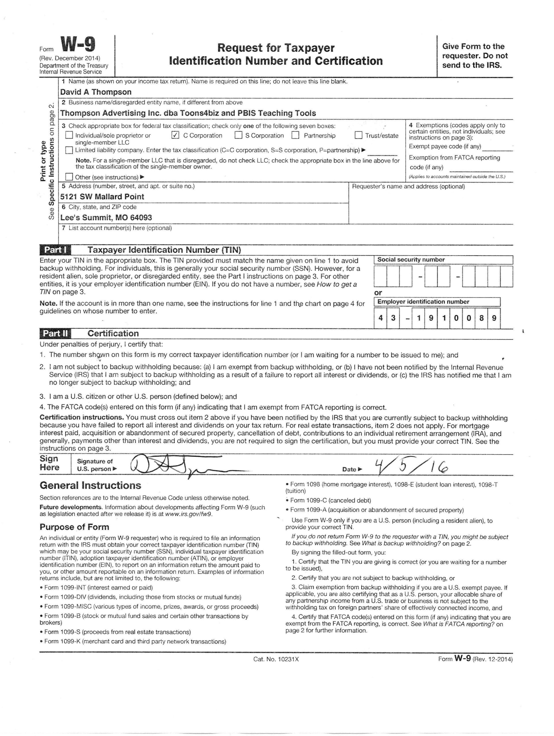 Downloadable W 9 Form W9 Form Mascot Junction | Doctors Note