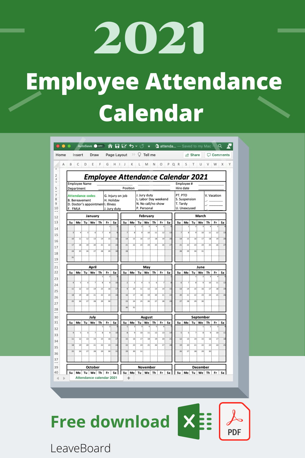 Employee Attendance Calendar | Leave Board