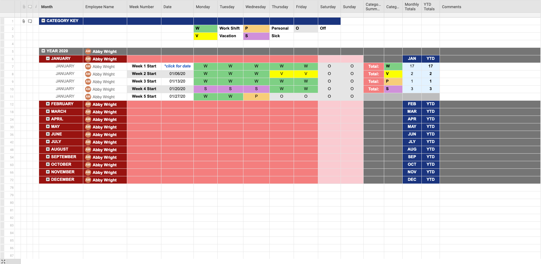 Employee Attendance Tracker | Smartsheet