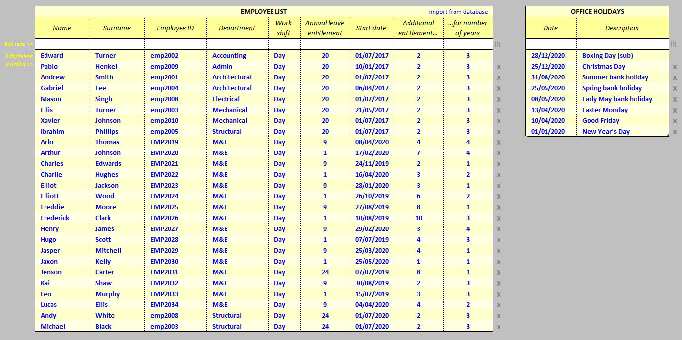 Employee Attendance Tracker Spreadsheet