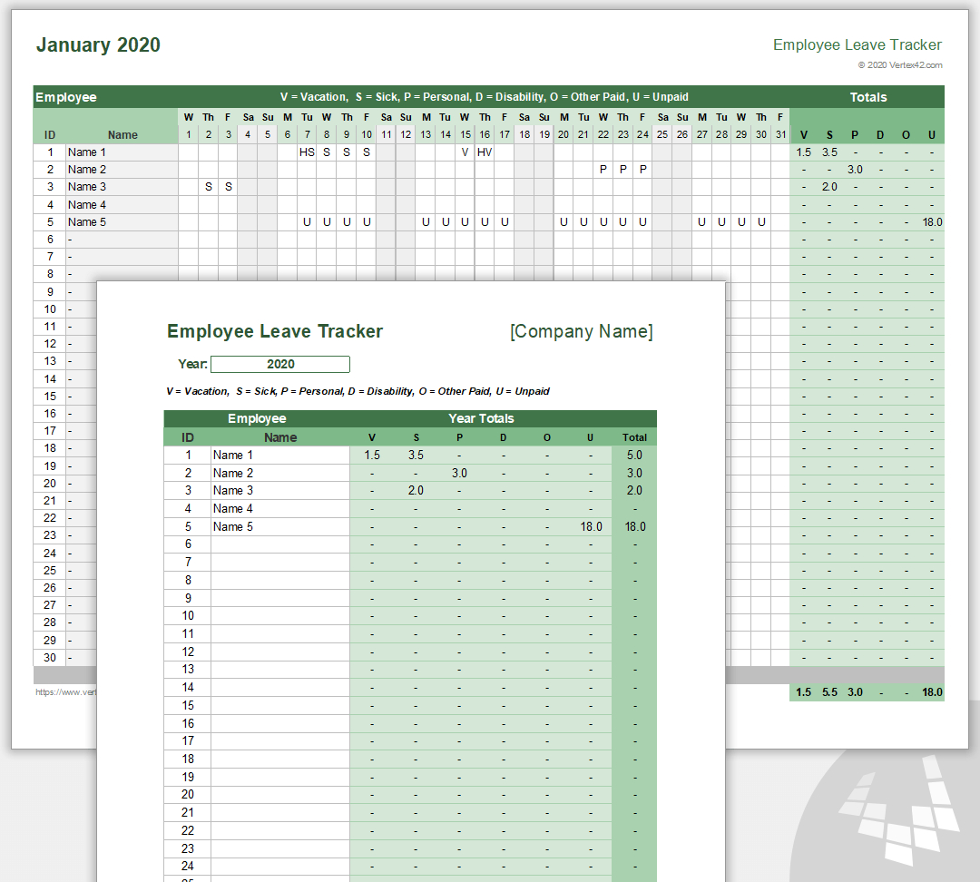 Employee Leave Tracker Template - Leave Schedule
