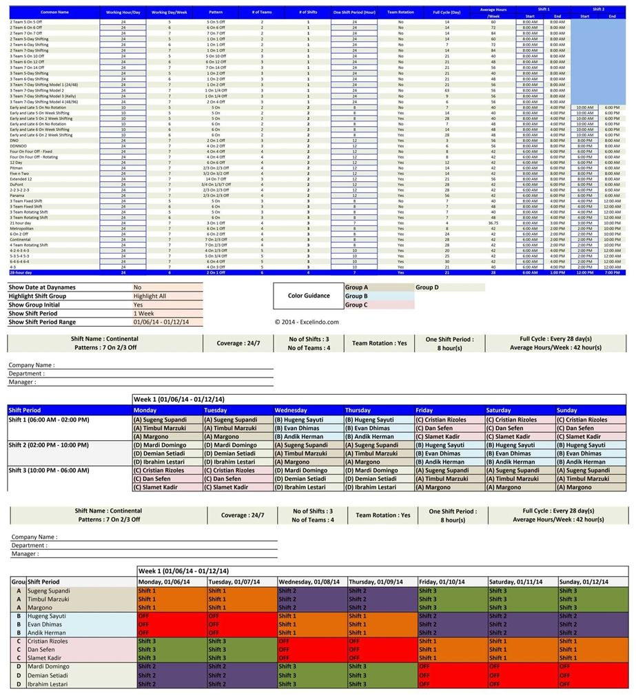 Employee Shift Schedule Generator | Excel Templates | Excel