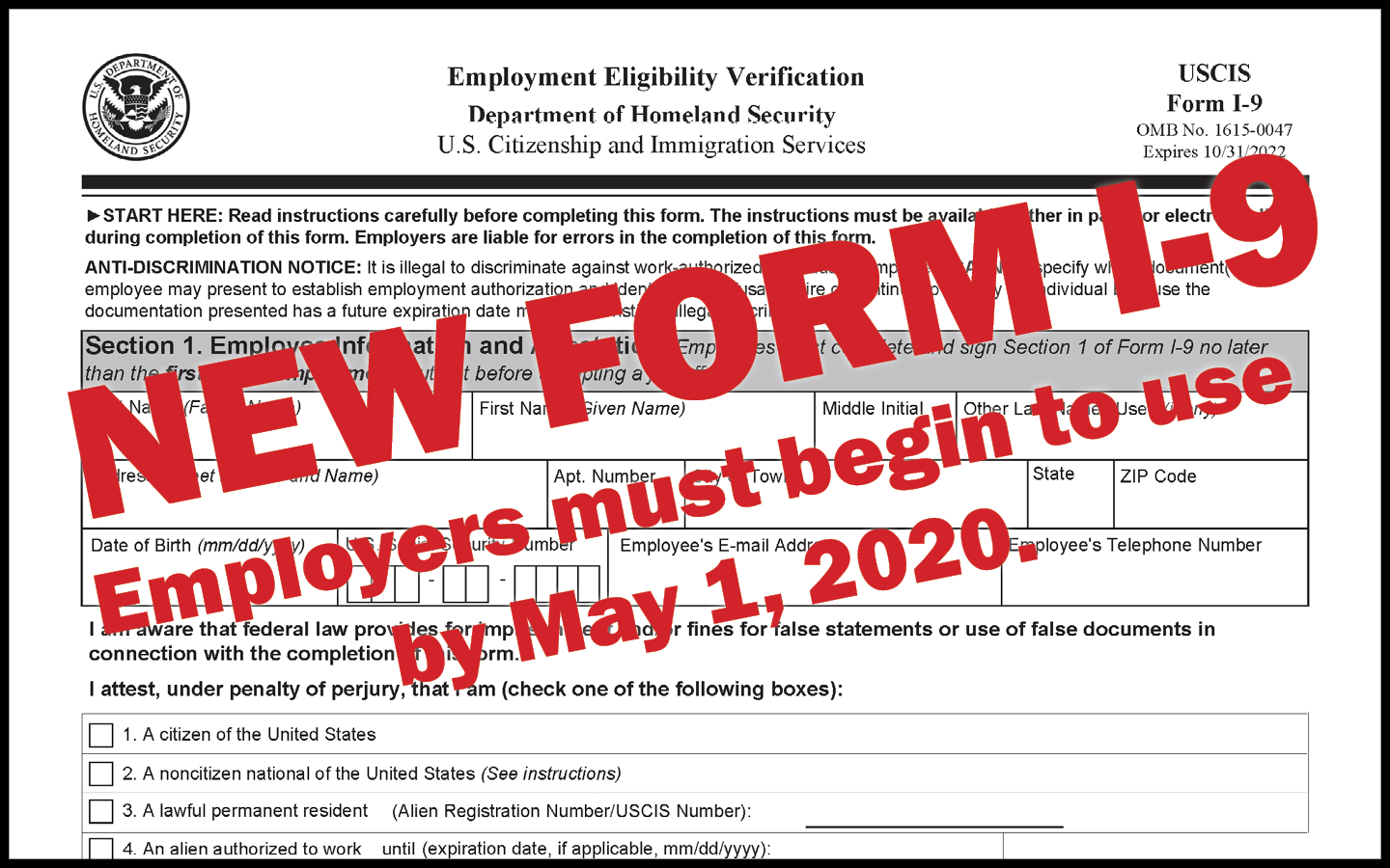 Employers Must Begin Using New Form I-9May 1 - Colorado