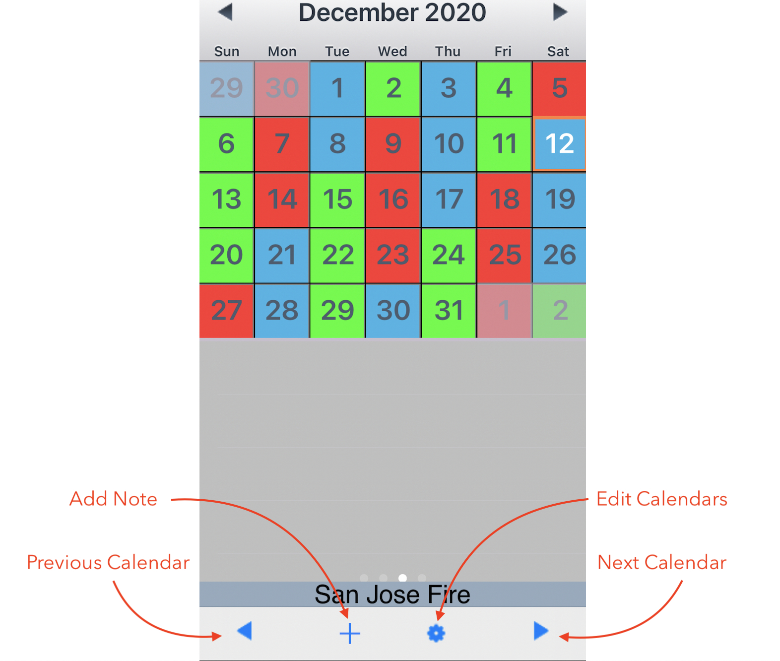 Ems/Fire Department Shift Calendar App - Custom Kelly