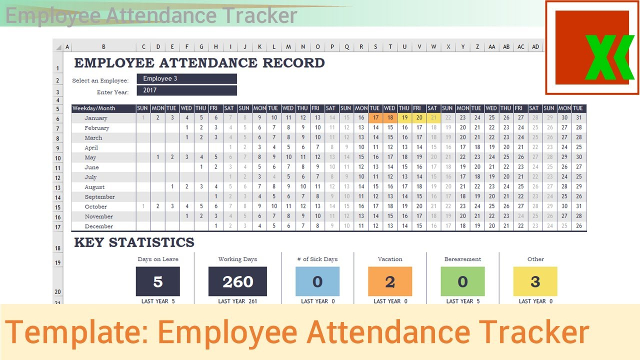 Excel Template - Employee Attendance Tracker