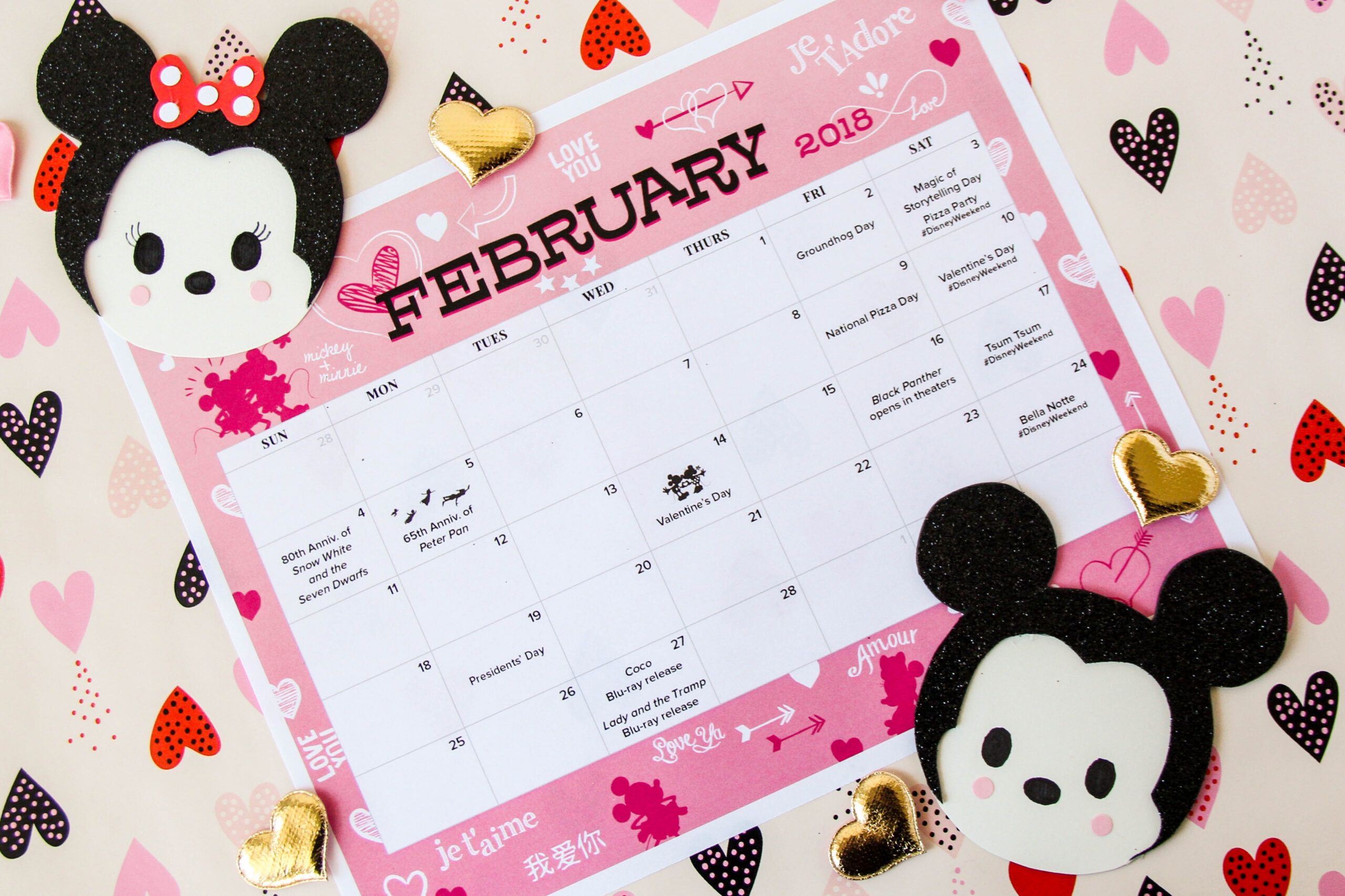 February Calendar And Mickie &amp; Minnie Coloring Page | Disney