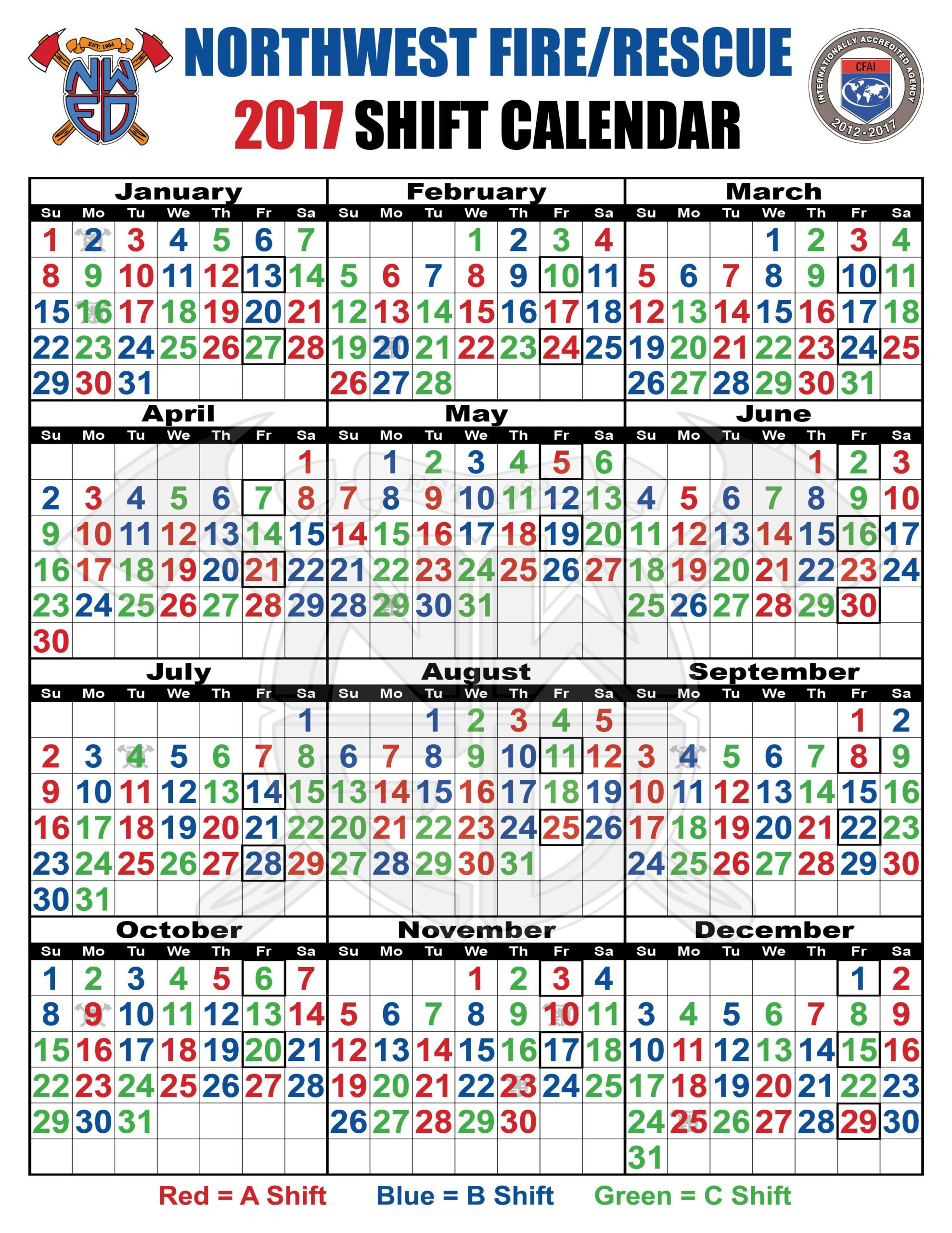 Firefighter Shift Calendar Template Di 2020