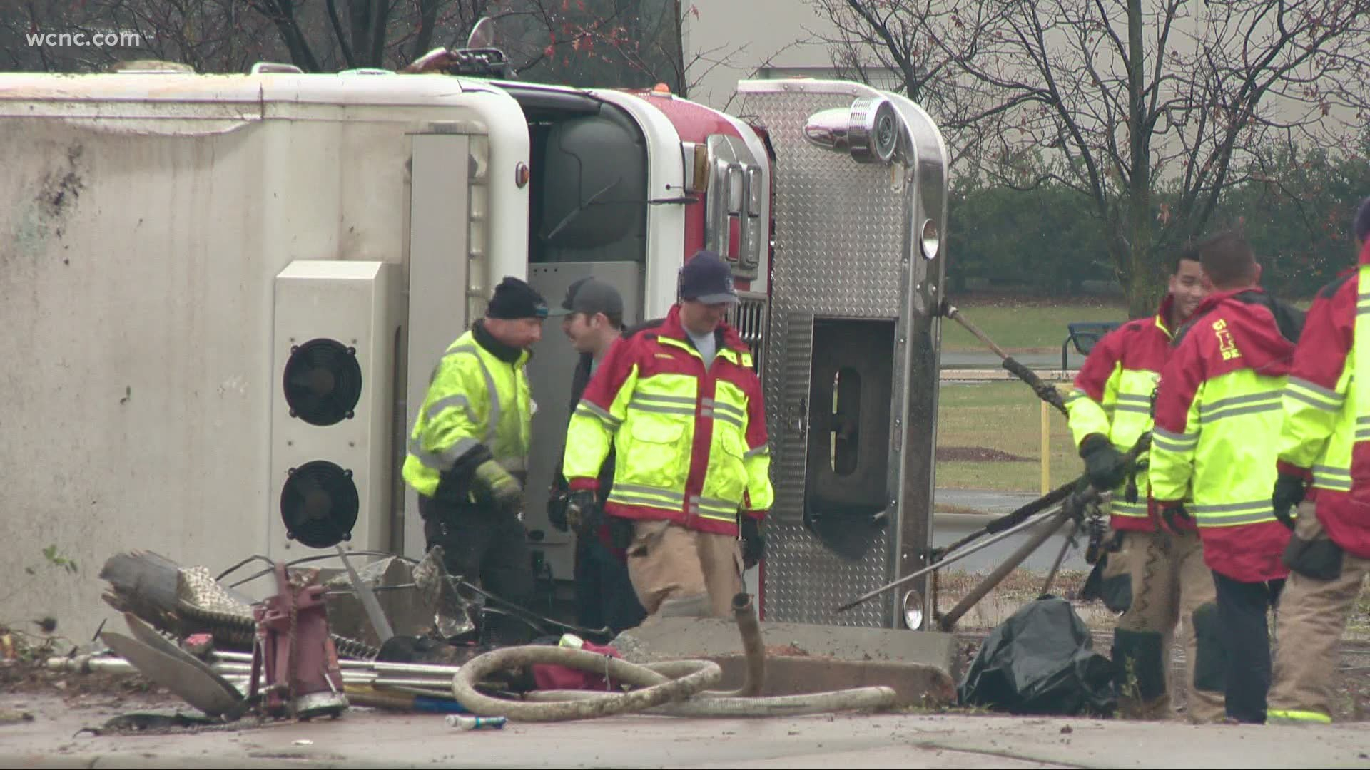 Fireman Taken To The Hospital After Firetruck Rolls Over