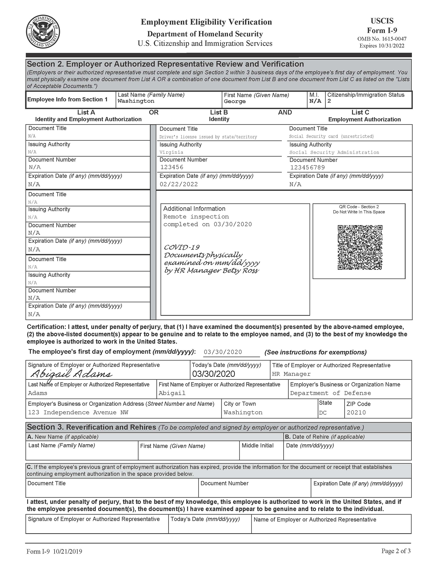 Form I-9 Examples Related To Temporary Covid-19 Policies | Uscis