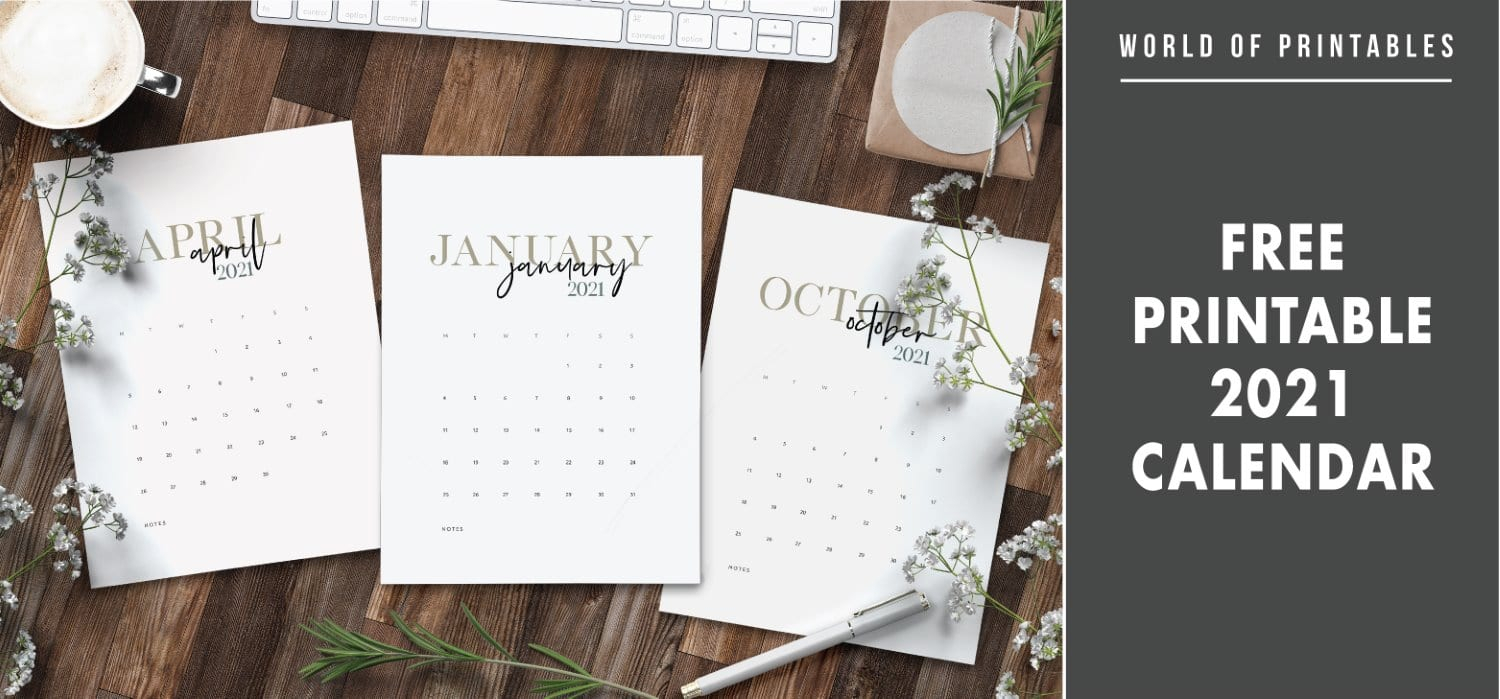 Free 2021 Calendar Printable - World Of Printables