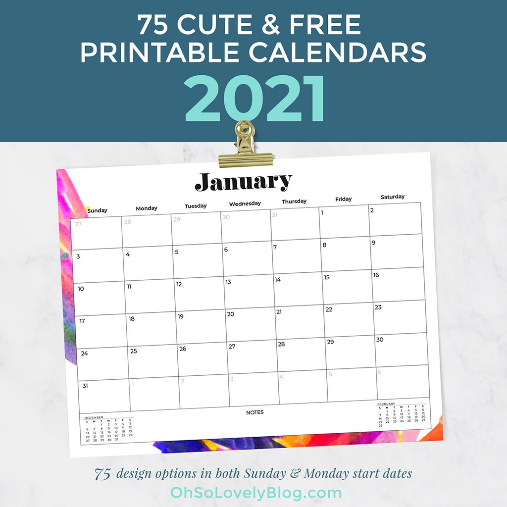 Free 2021 Calendars — 75 Beautiful Designs To Choose From!