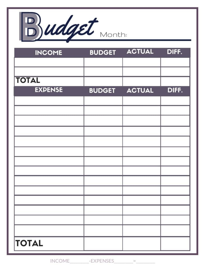 Free Budget Worksheets - Single Moms Income