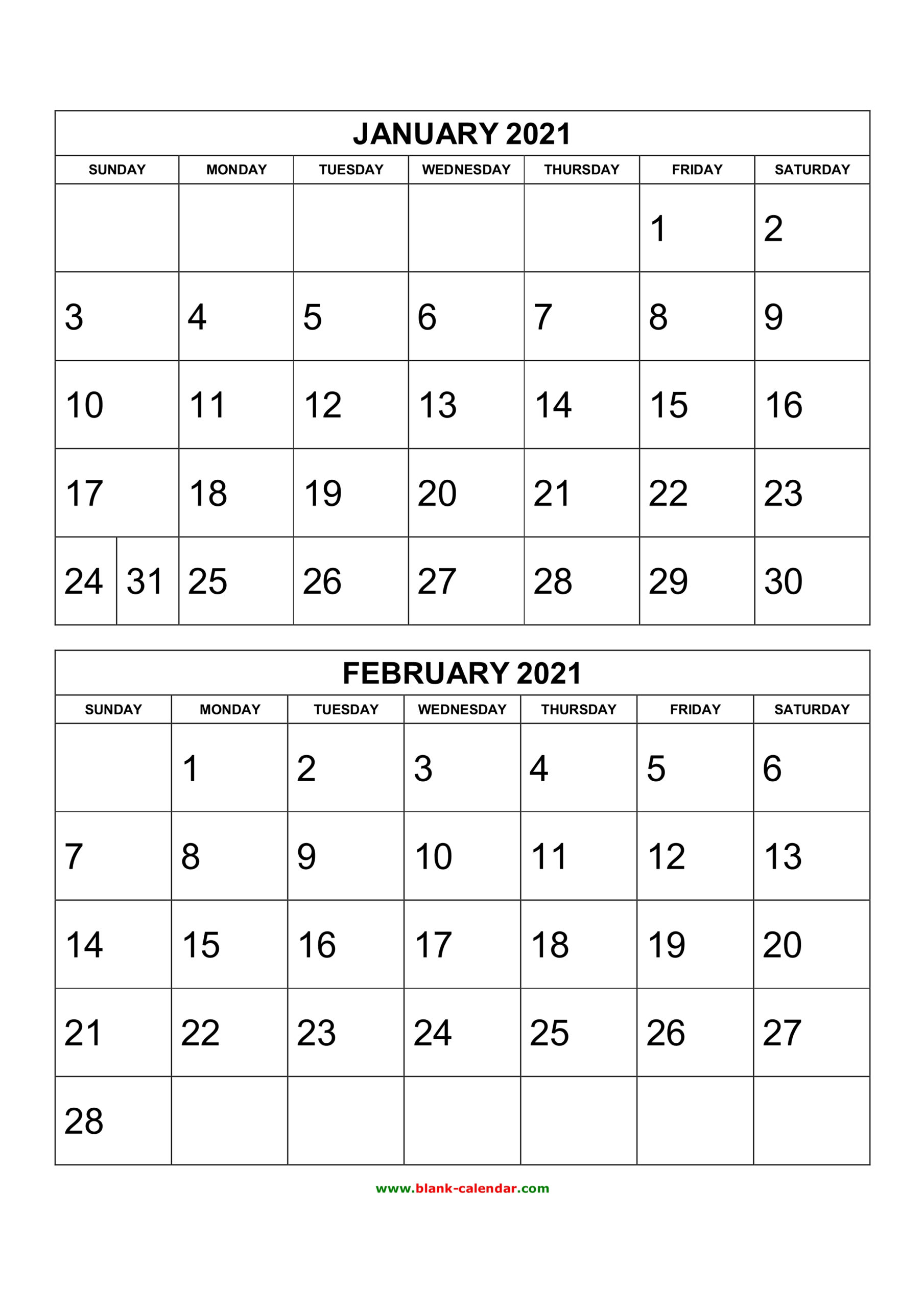 Two Month Per Page Calendar December 2021 January 2021 Free Printable