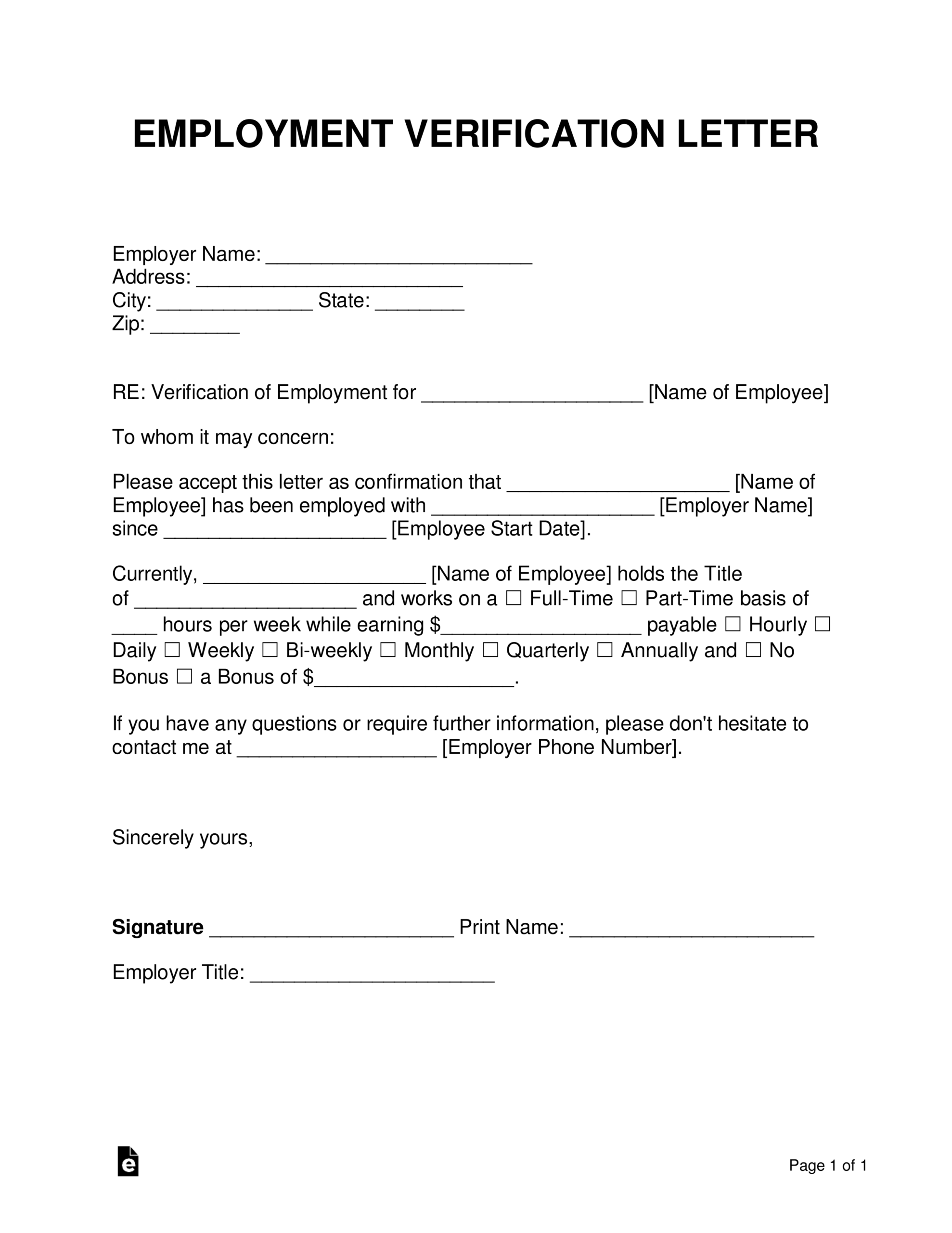 Free Employment (Income) Verification Letter - Pdf | Word