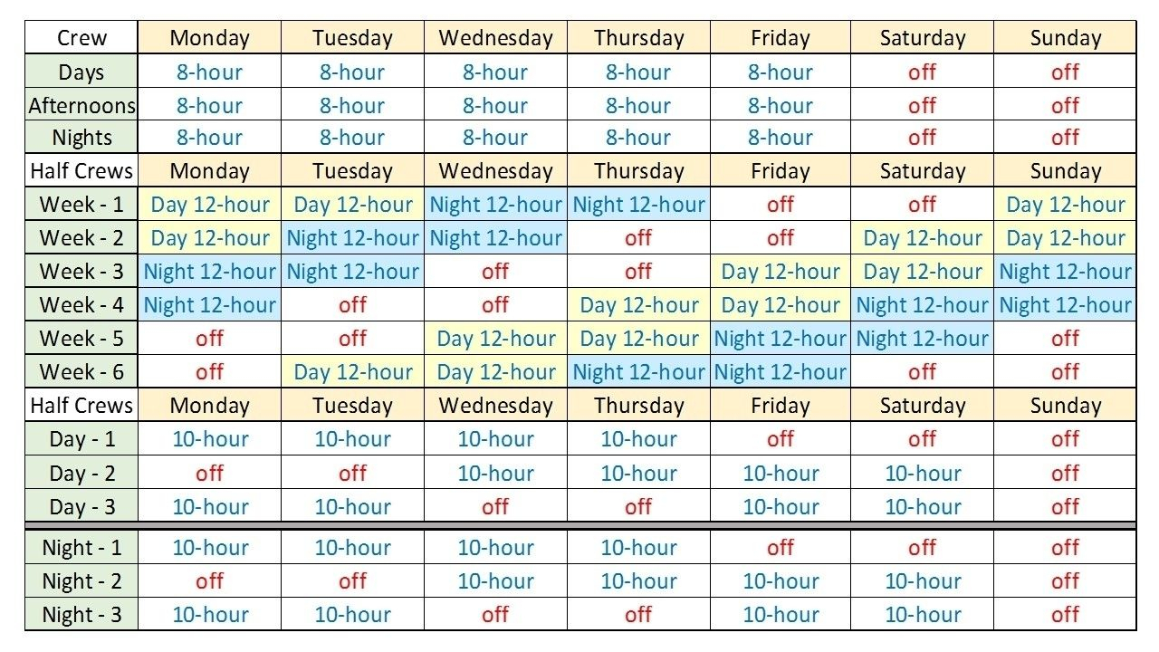 12 Hour Shift Calendar Template Example Calendar Printable