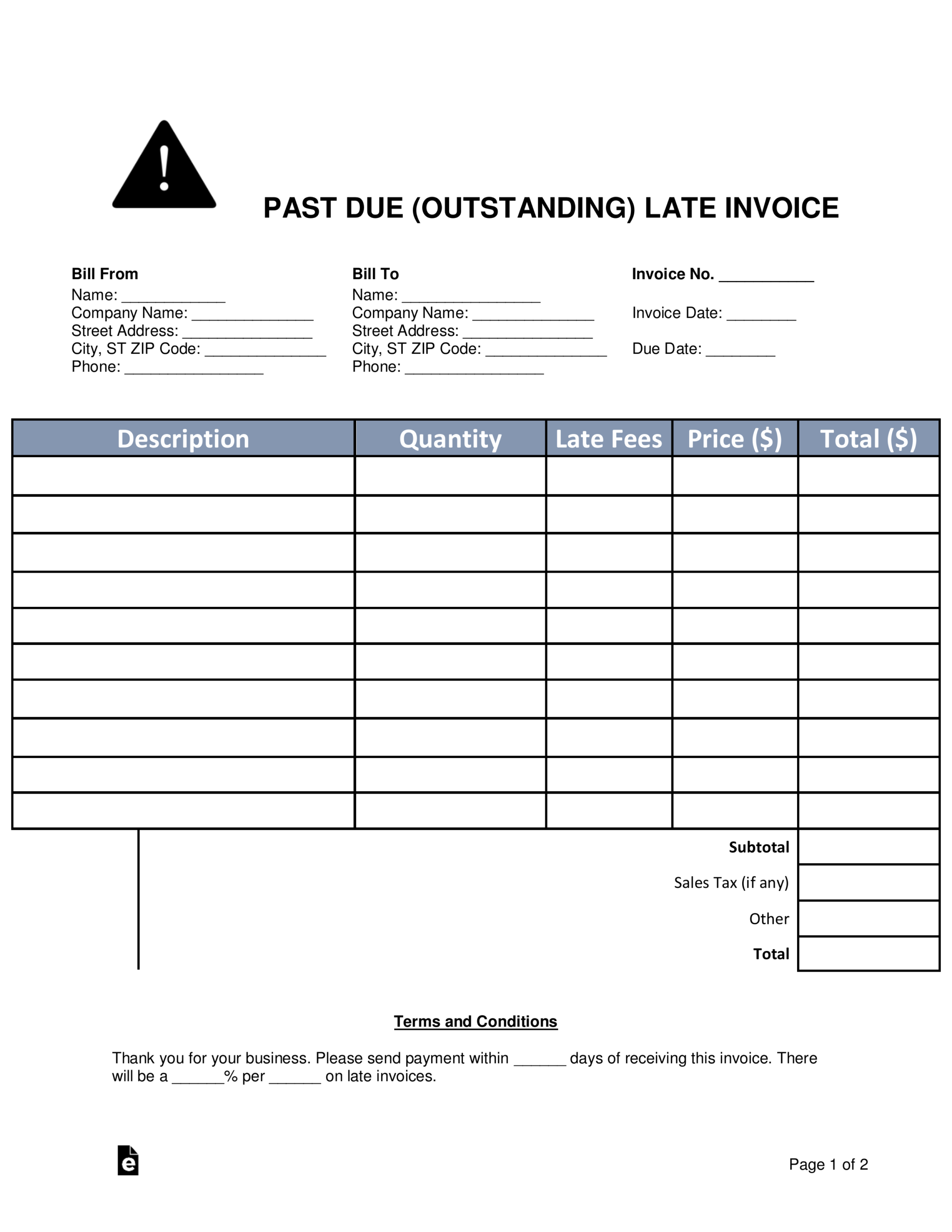 statement of outstanding invoices