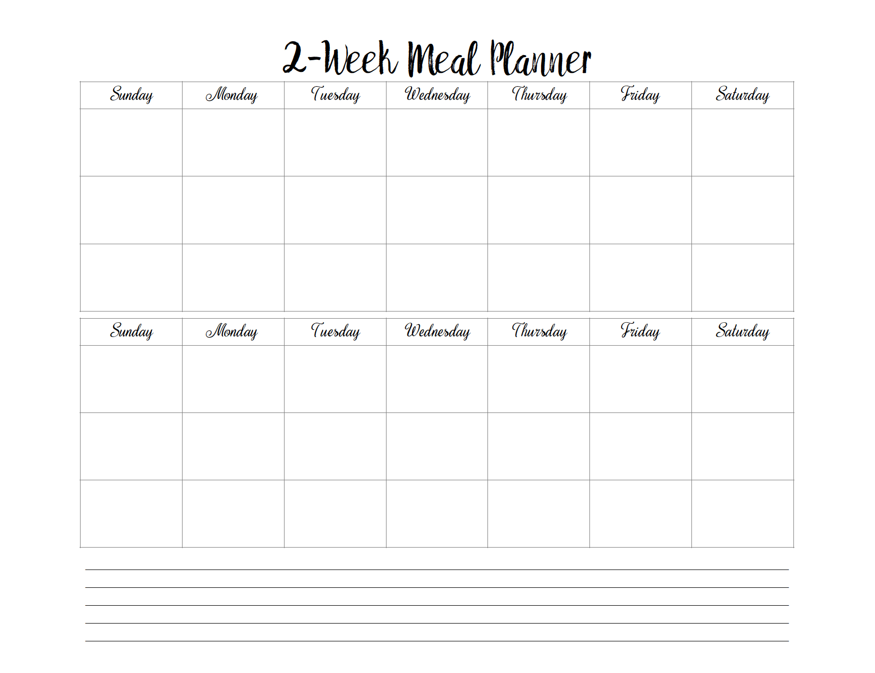 Printable 2 Week Planner