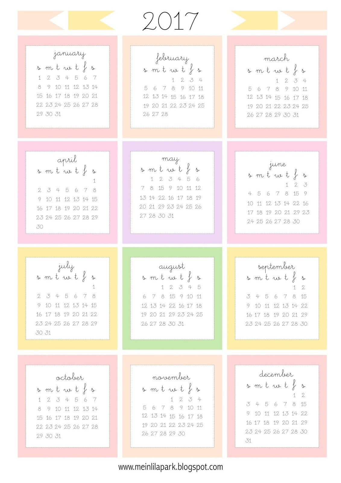 free printable mini calendar