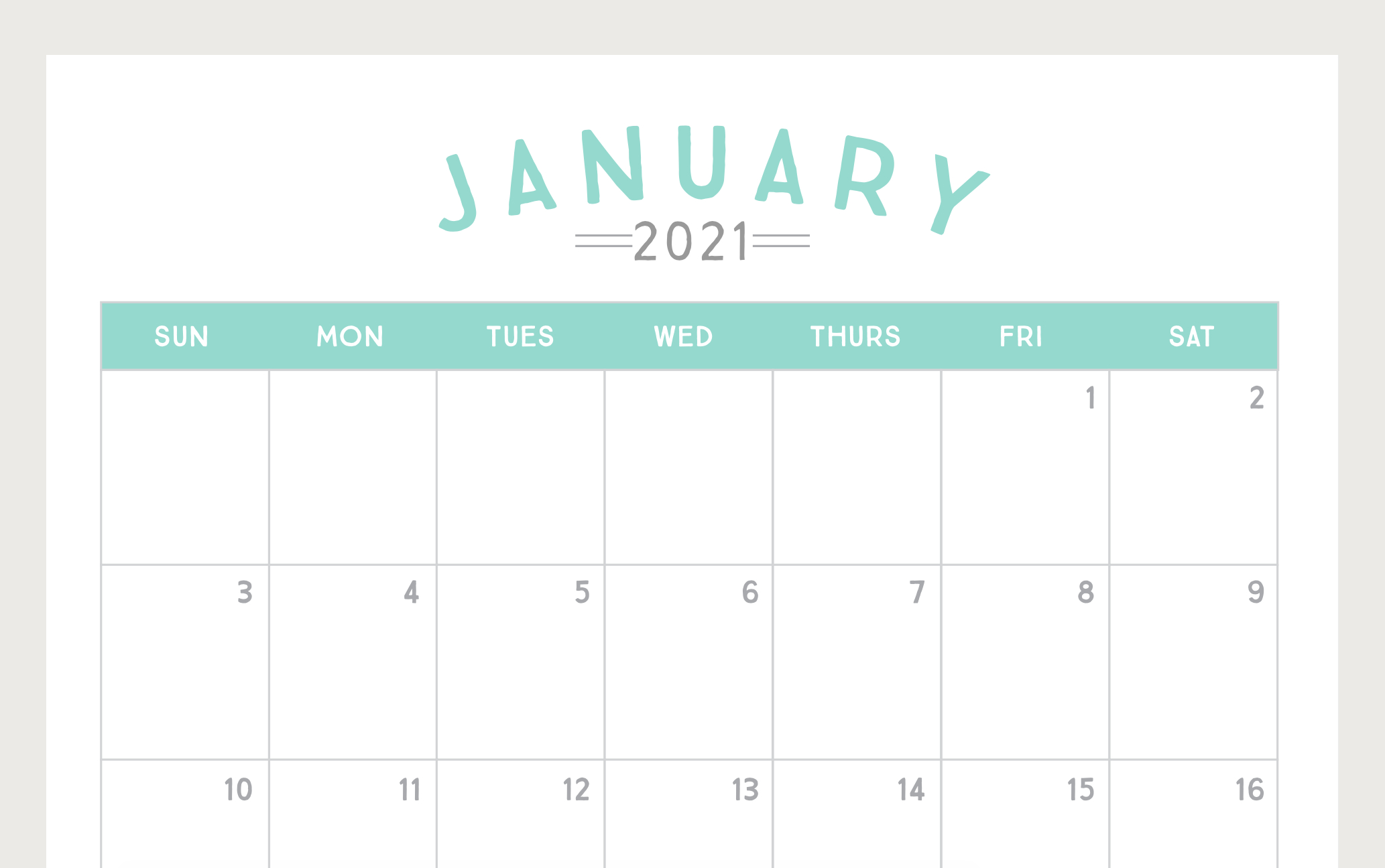 Free Printable Monthly Calendar For Year 2021