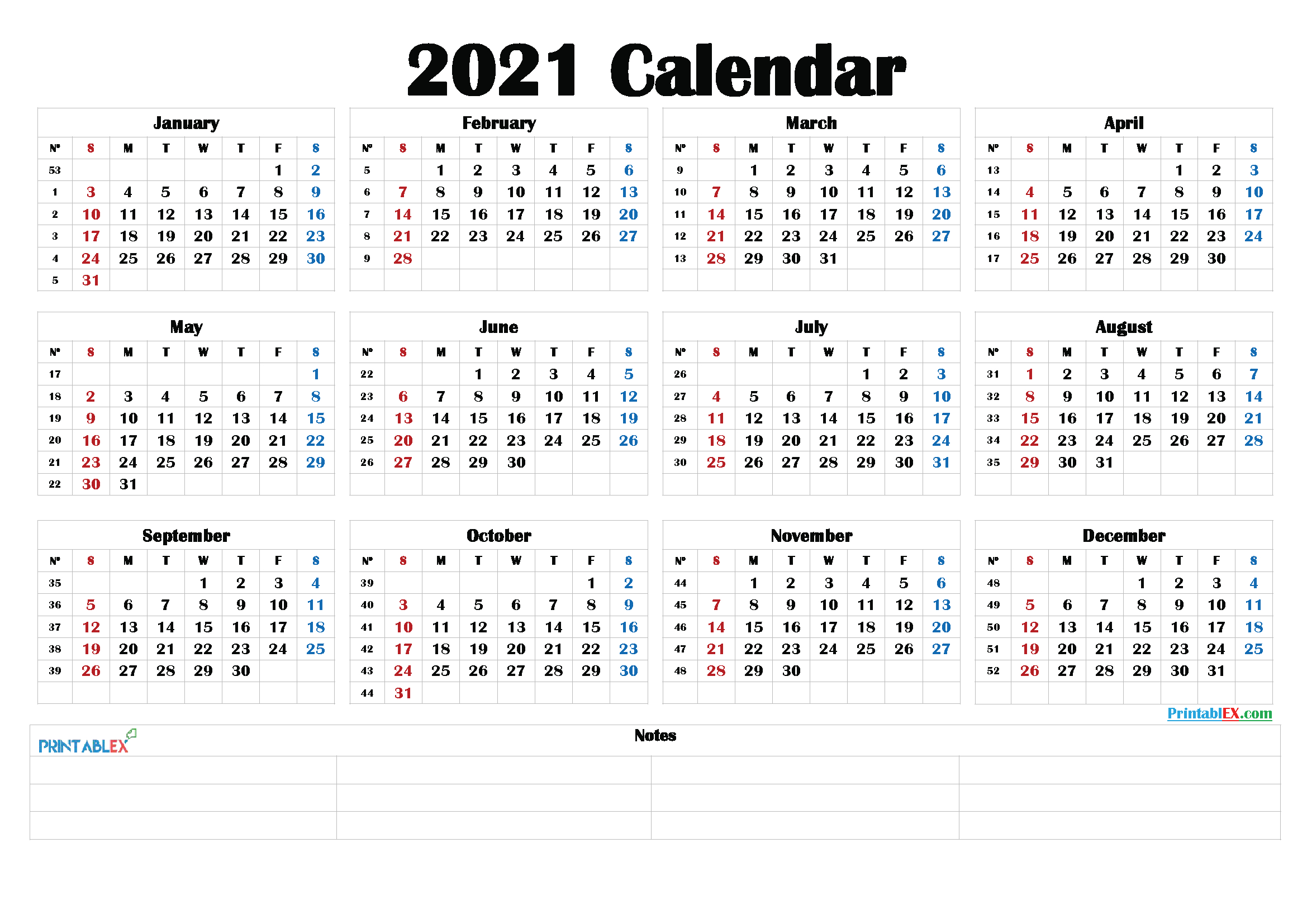 Free Printable 2021 Calendarmonth