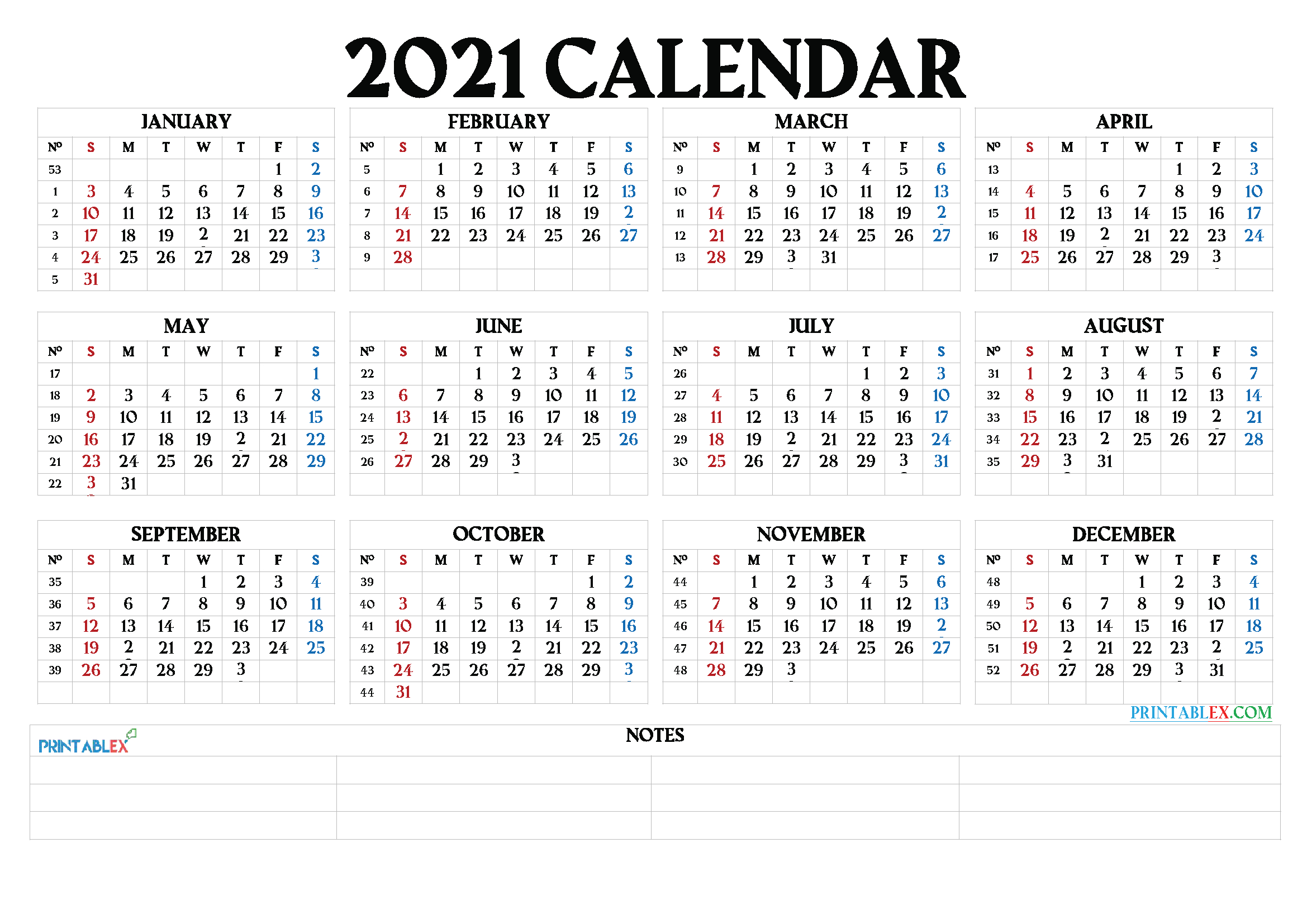 Free Printable 2021 Calendarmonth