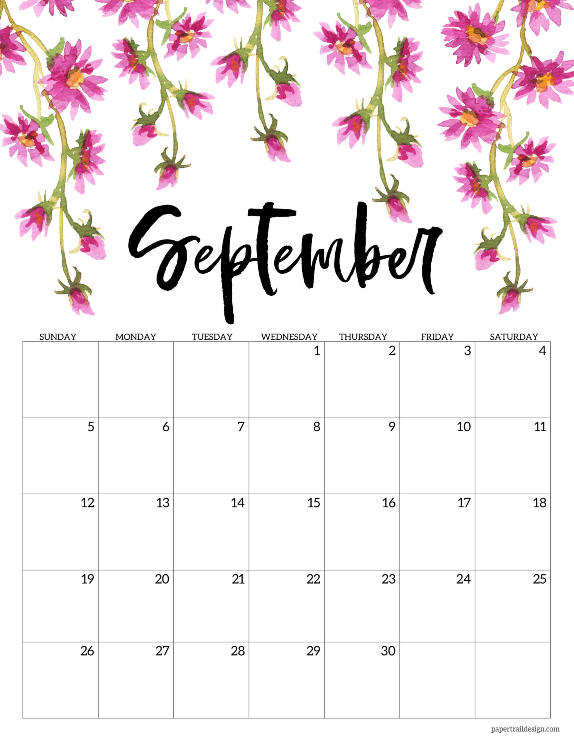 Free Printable 2021 Floral Calendar | Paper Trail Design