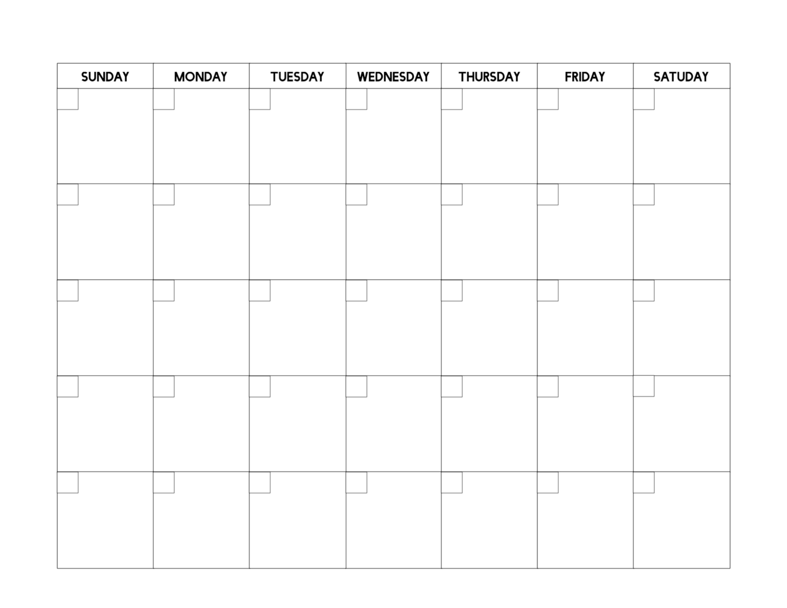 Blank Calendar Grid Printable Example Calendar Printable