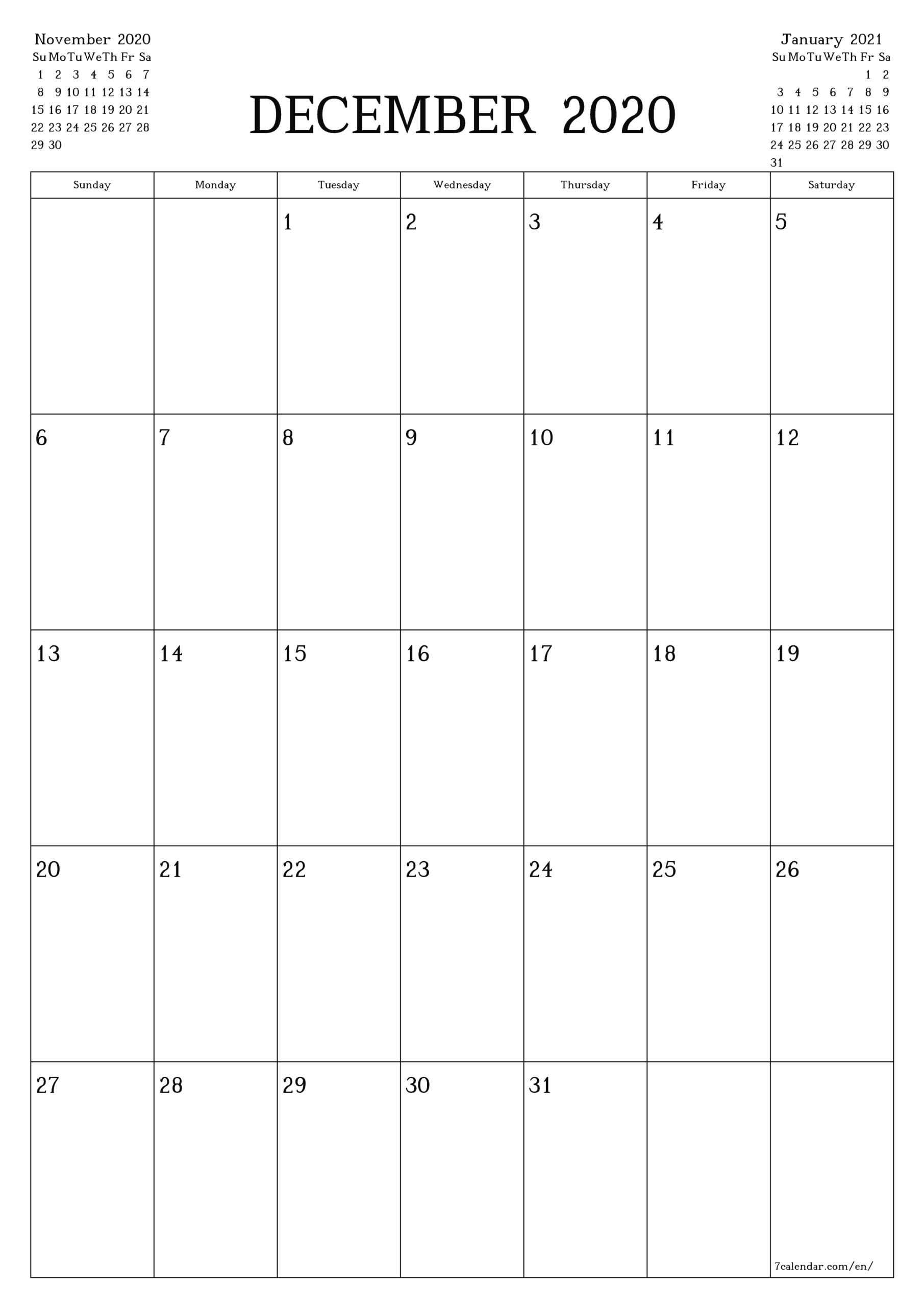 Free Printable Blank Monthly Calendar And Planner For