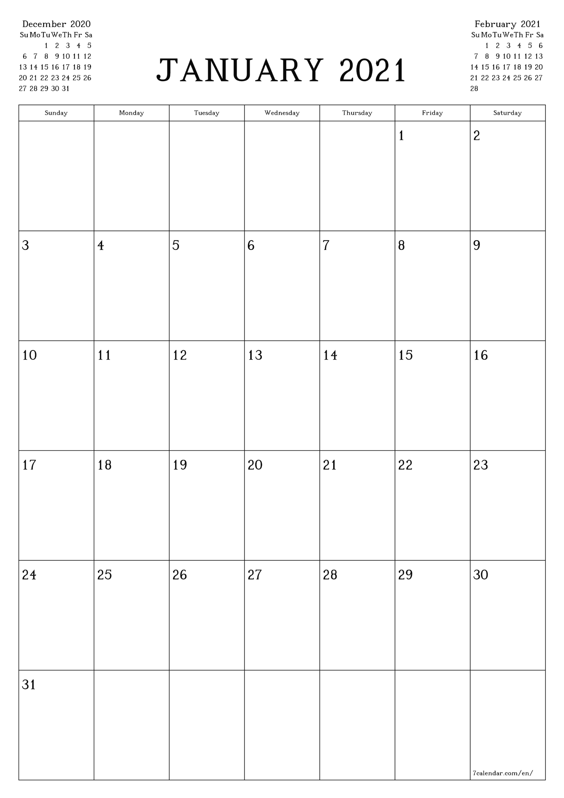 Free Printable Blank Monthly Calendar And Planner For