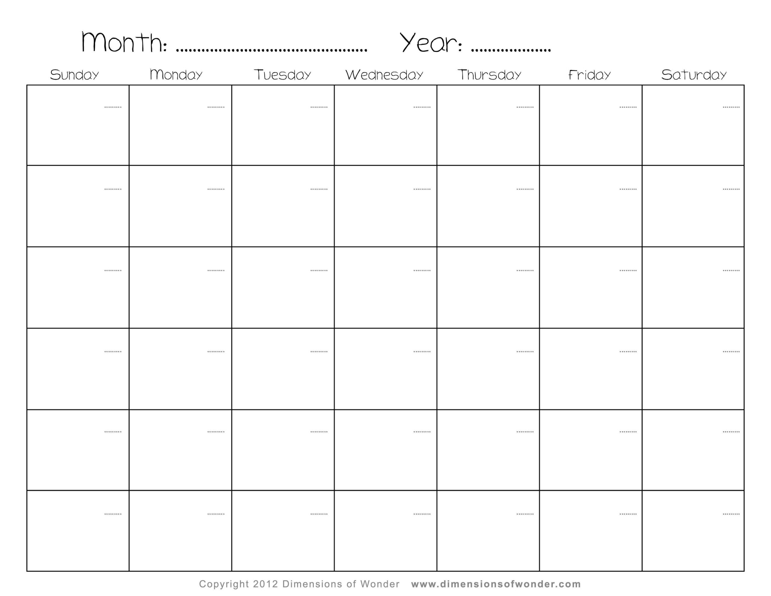 Free Printable Blank Calendar Template | Example Calendar Printable