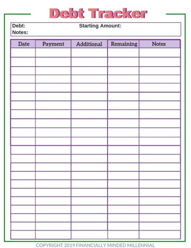 Free Printable Debt Payment Tracker To Help Get Out Of Debt