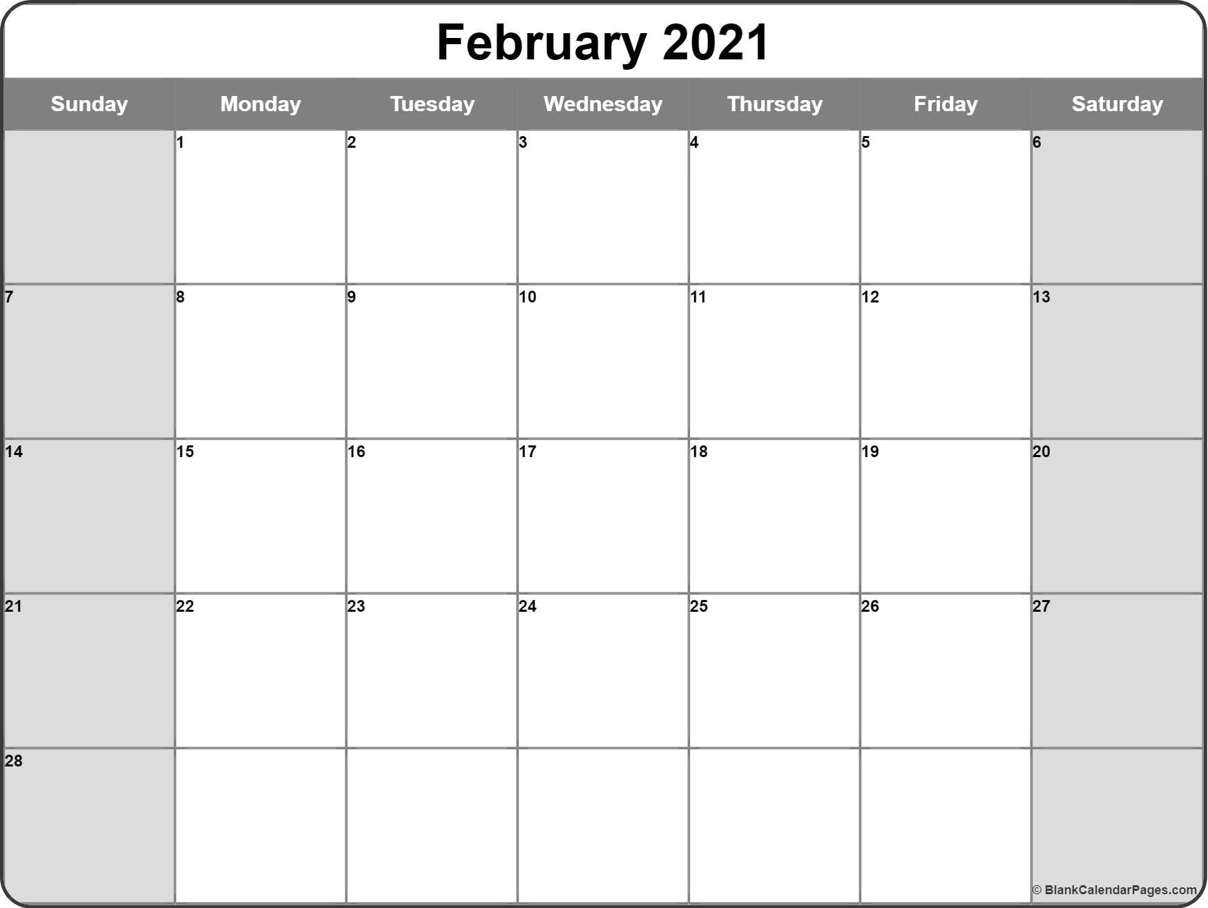 Free Blank Printable Monthly Calendar 2021